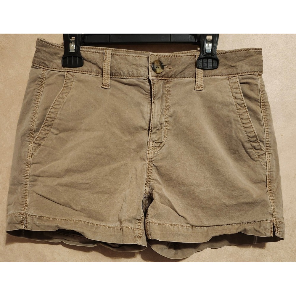 American Eagle Super Stretch Khaki Chino Shorts Tan Size 2 Womens Casual Summer